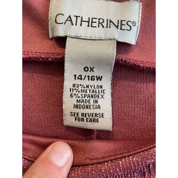 Catherines Shirt Women's 0X  14/16W Blouse Cold Shoulder Top Pink Metal - Picture 3 of 9